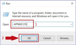 Run appwiz.cpl