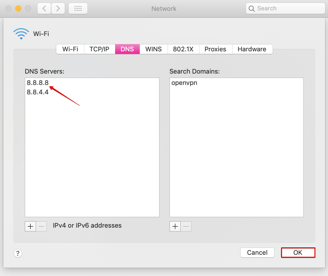 Network Mac Advanced… DNS Servers