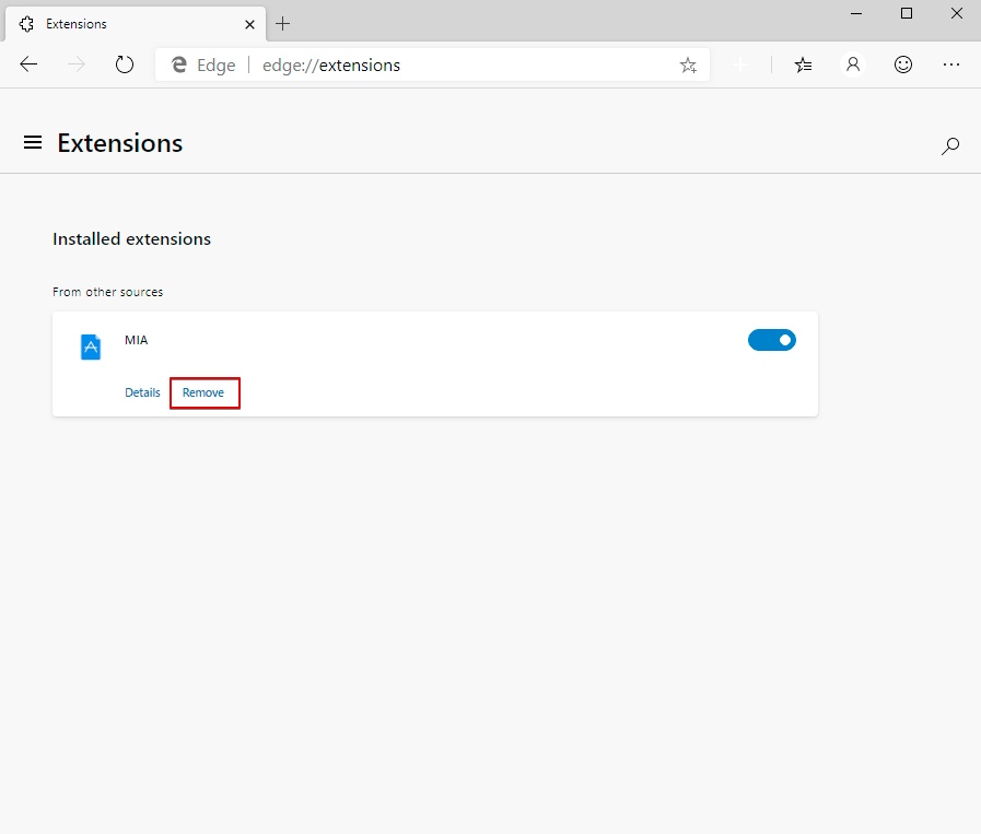 Suppression des extensions Microsoft Edge