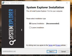 Изпълнете SystemExplorerSetup.exe 