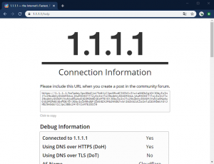 Google Chrome - Using DNS over HTTPS (Departamento de Salud) Sí