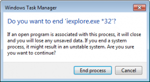 Windows Task Manager - End Process yes