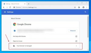 About Google Chrome - Your browser is managed