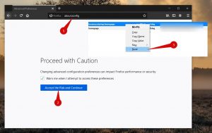 Firefox - Modify preferences