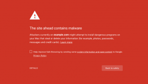 this site ahead contains malware screen