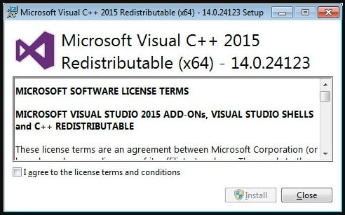 Microsoft dll. Visual c++ Redistributable for Visual Studio 2015.