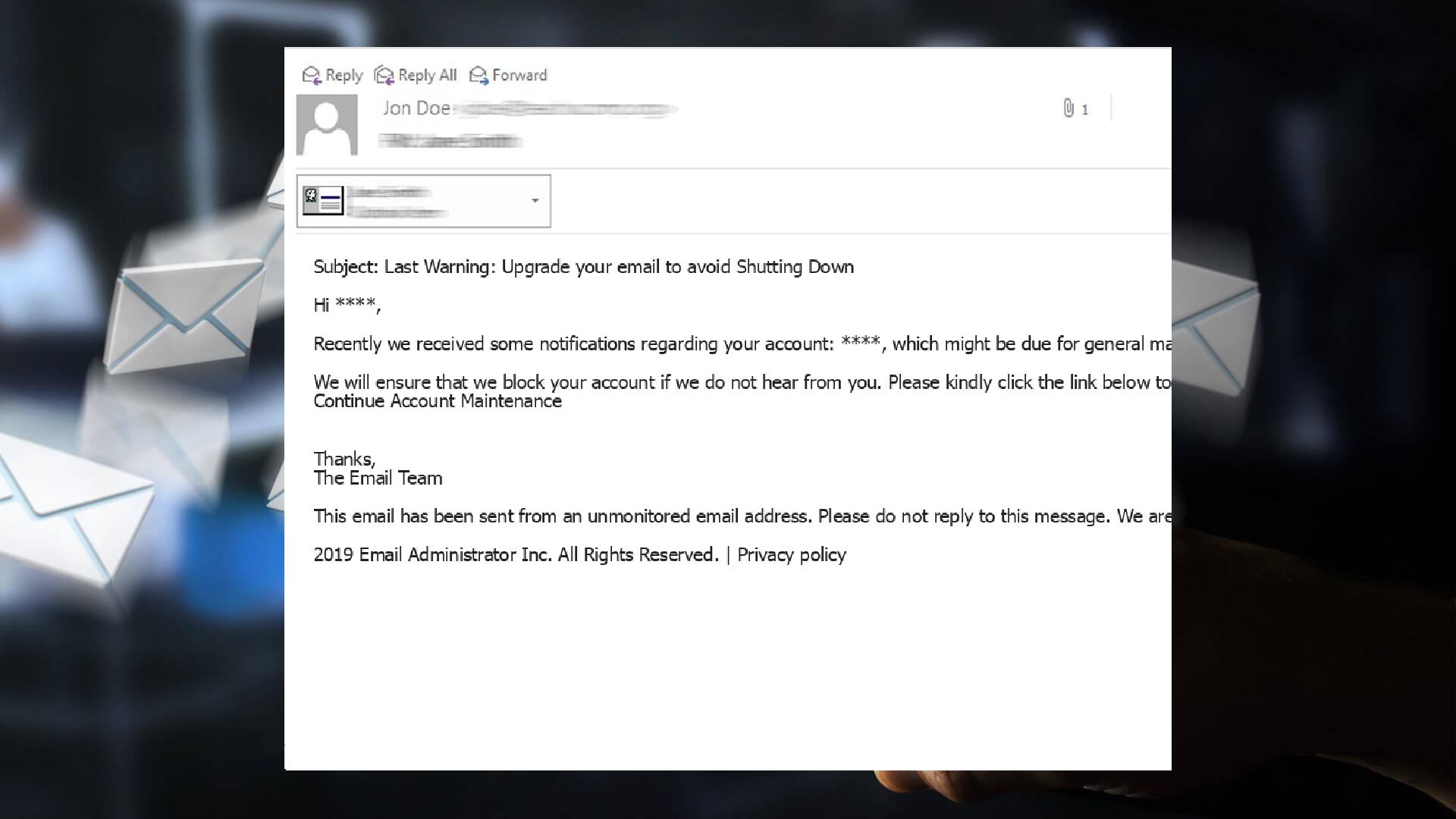 Last Warning Upgrade Your Email To Avoid Shutting Down Scam Mypc Guru