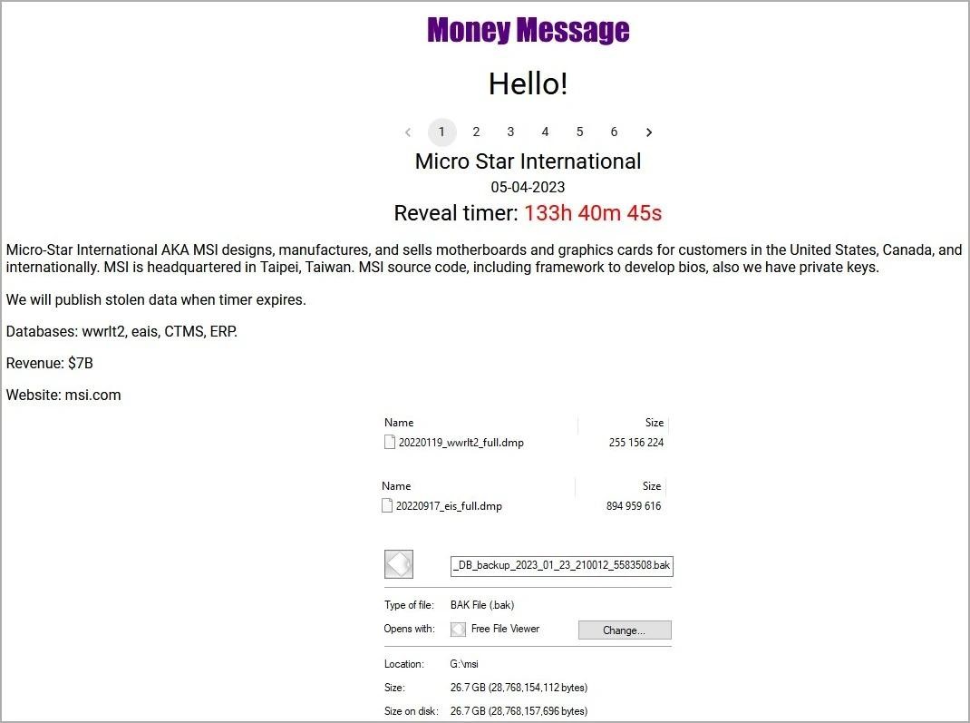 Money Message Hacked MSI